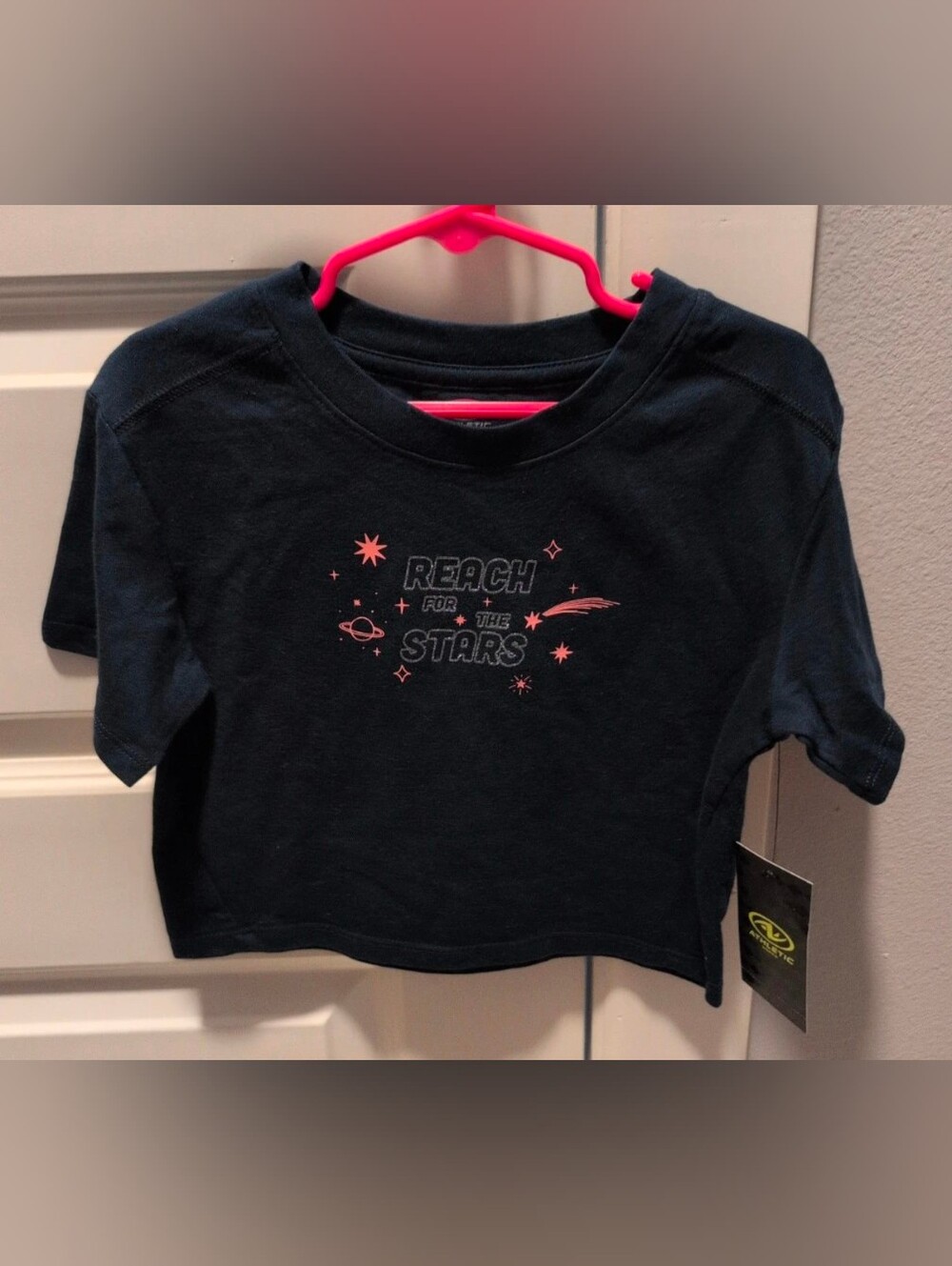 Reach for the Stars Kids Black Graphic Cropped Tee